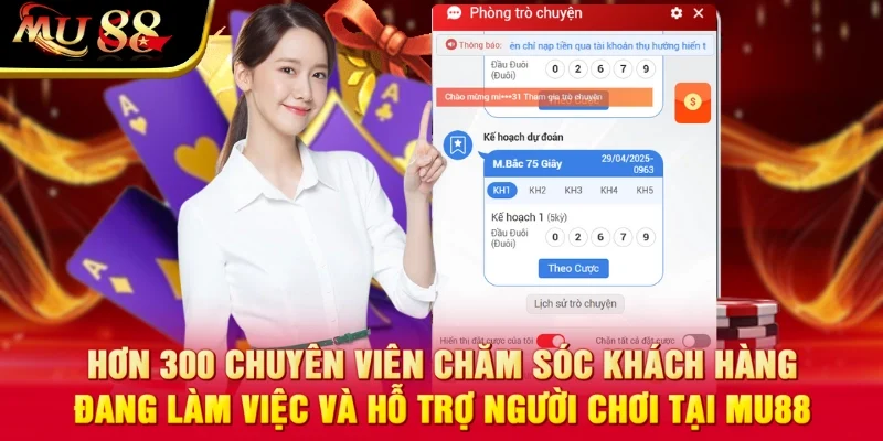 Hơn 300 chuyên viên chăm sóc khách hàng đang làm việc và hỗ trợ người chơi tại MU88